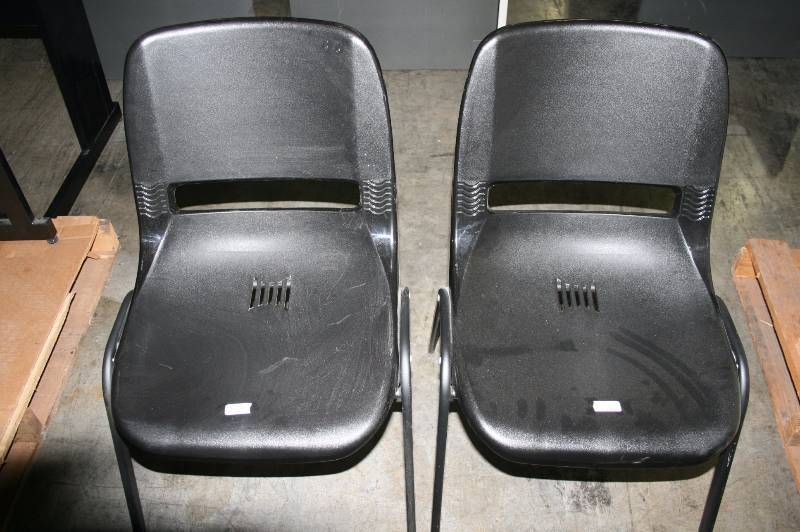 6 Black Stack able Plastic Chairs