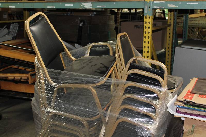 Lot of (11) Chairs wMetal Frames & Black Vinyl Upholstery.