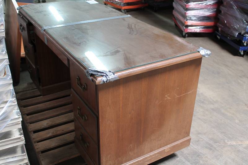 Wooden Desk wDrawers & Handles 30 x 66 x 30.
