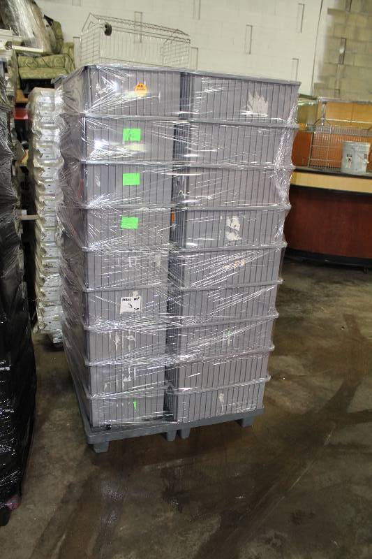 Lot of (9) Plastic Bins Gray 22 x 17 x 7.5 Does Not Include Dolly.