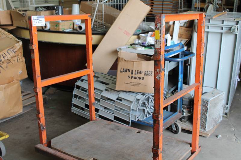 Commercial Metal Cart wWheels & Base 2 Push Handles 36.5 x 52.5 x 57.5.