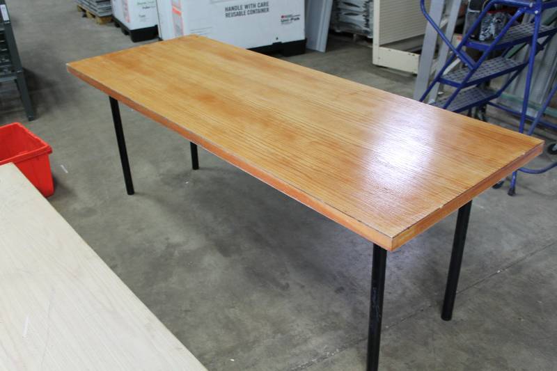 Wood-Style Table wMetal Frame Rectangular 80 x 30 x 30.