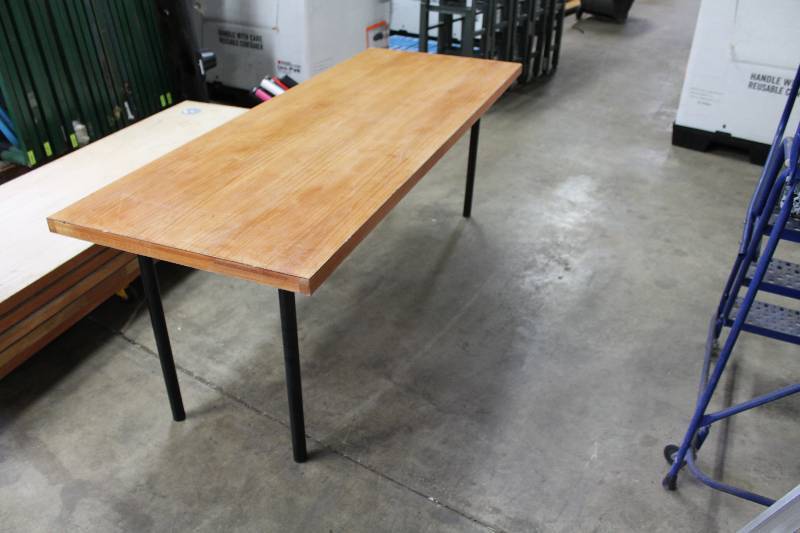 Wood-Style Table wMetal Frame Rectangular 80 x 30 x 30.