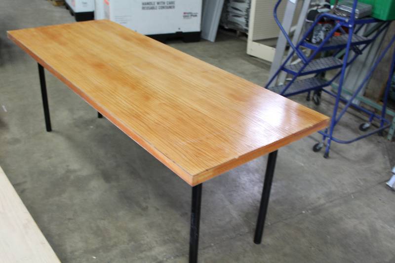 Wood-Style Table wMetal Frame Rectangular 80 x 30 x 30.