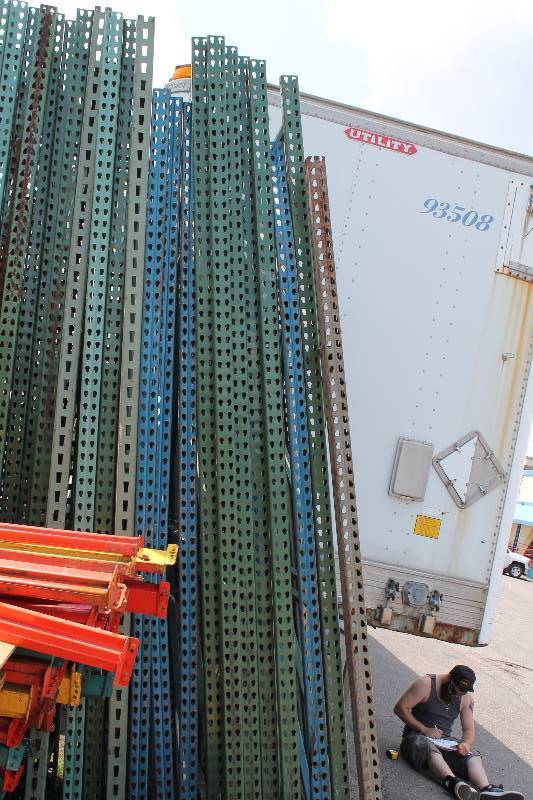 Lot of Pallet Racking Including Blue Uprights, 11 Height x 3.5, app. 4 ct Cross Beams, 8 Length x 2.5, app. 12 ct.