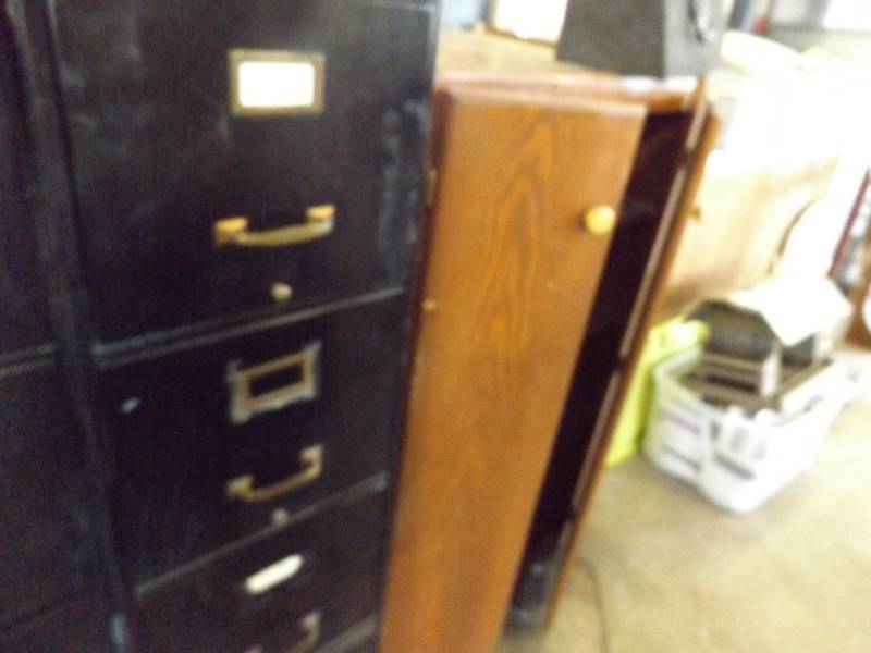 1 Standing Black File Cabinet, One Wooden Office Cabinet