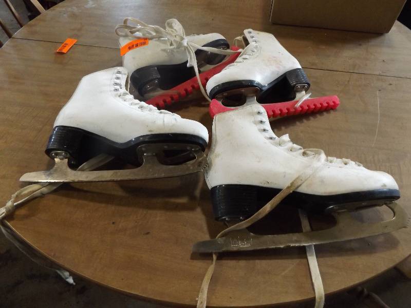 Pair Womens and Pair Girls White Ice Skates