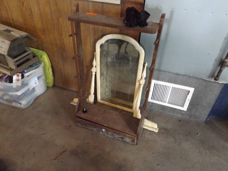 Vintage Shelf Gun Holder, Vintage Mirror