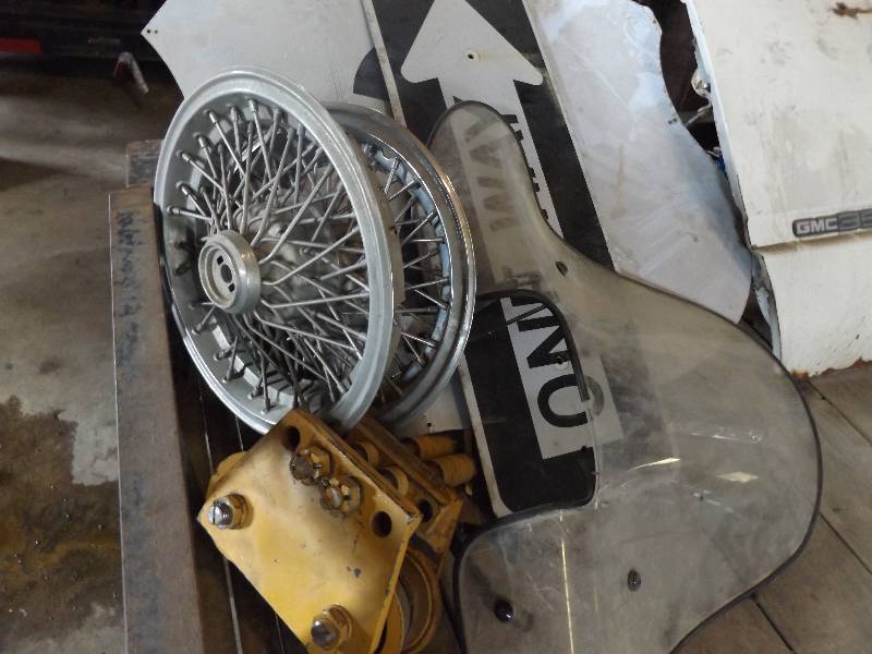 Assorted Signs, 2 Rims, Cycle Wind Shield