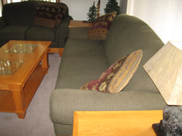 2 end tables, 2 Couches, Coffee Table, 2 Lamps, Entertainment Center, 36 inch Panasonic TV