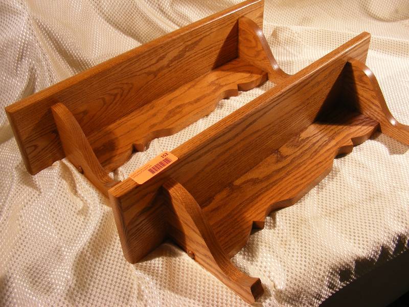 Set of 2 Wooden Shelves with Plateholder Groove