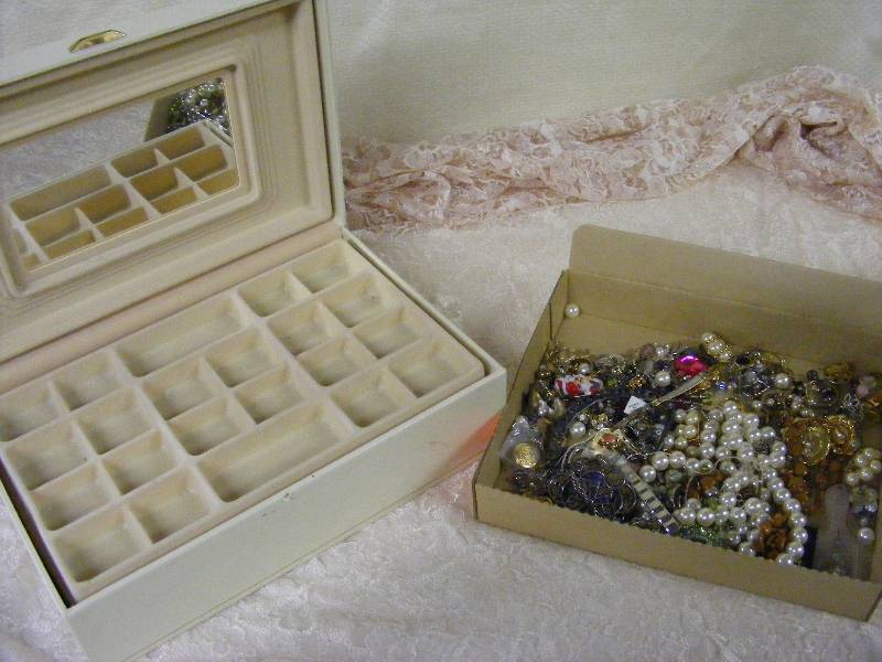 Costume Jewelry Pieces with Jewelry Box