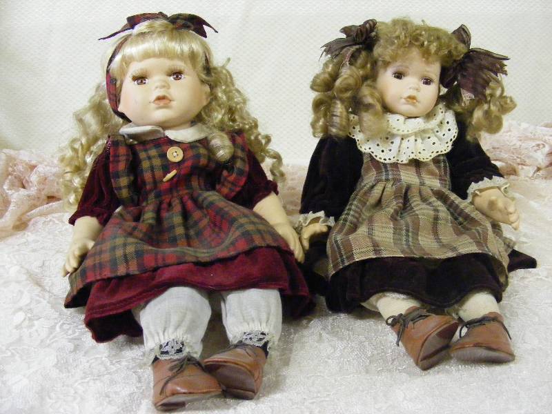 2 Blonde Dolls with Light Brown Eyes