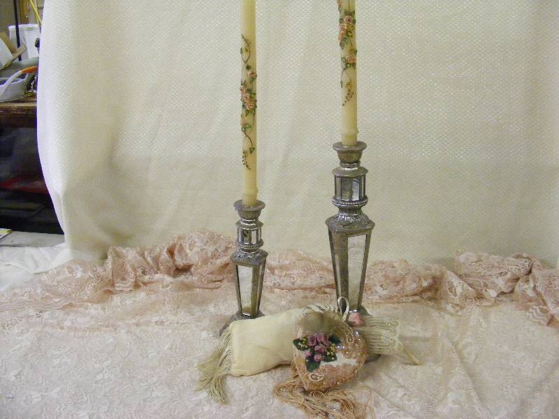 Candlesticks with Candles, 2 Sachets
