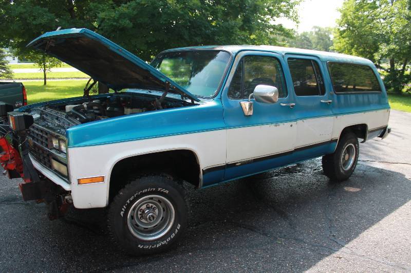 1991 chevy suburban v1500 with western 6 plow blaine machinery surplus sale k bid