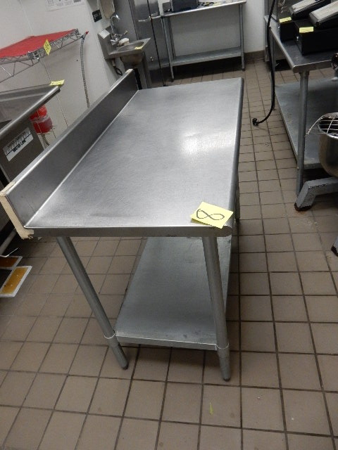 lot 8 image: Stainless Steel Work Table with Backsplash.