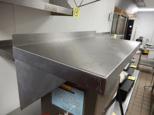 lot 13 image: 2 small stainless steel shelves.