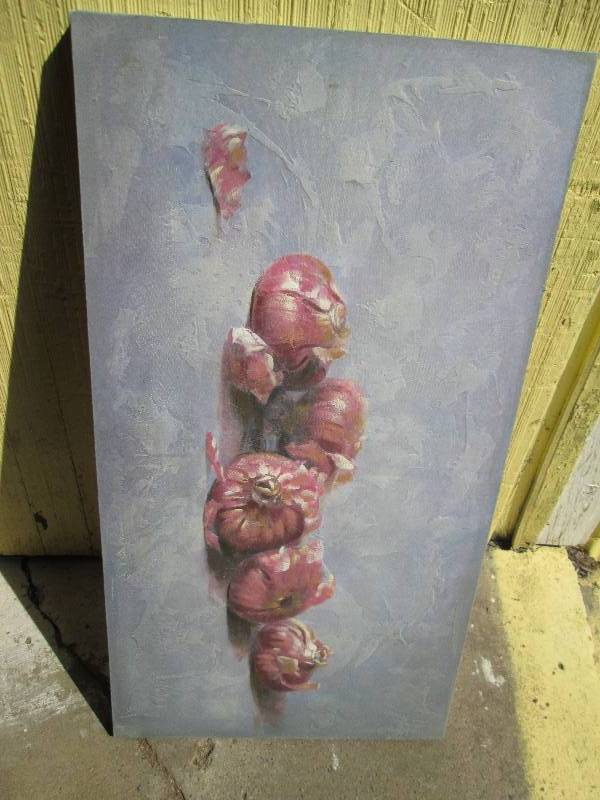 Nice print on canvas, 19 x 36...