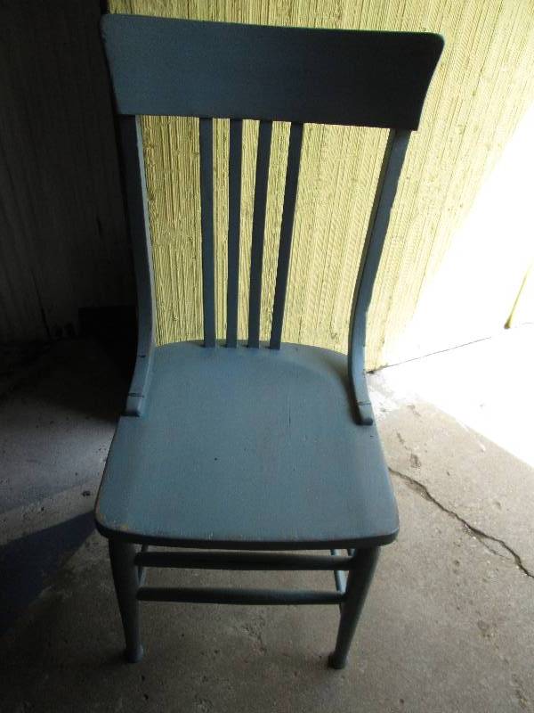 Vintage chair painted slate blue...