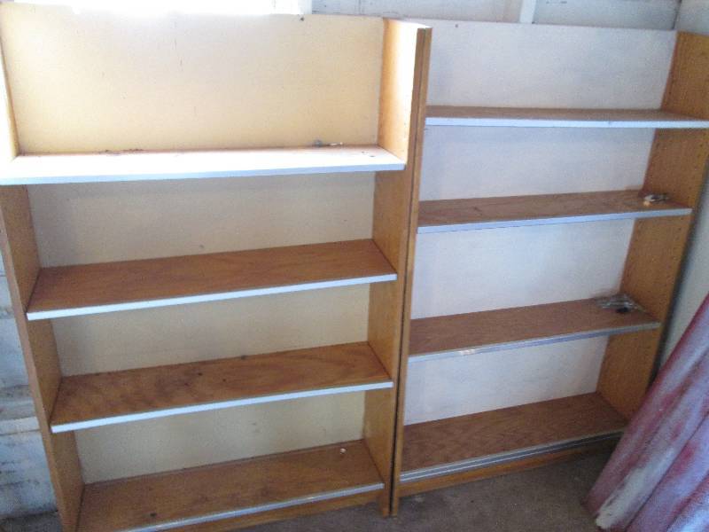 Pair of wood shelves with metal fro...