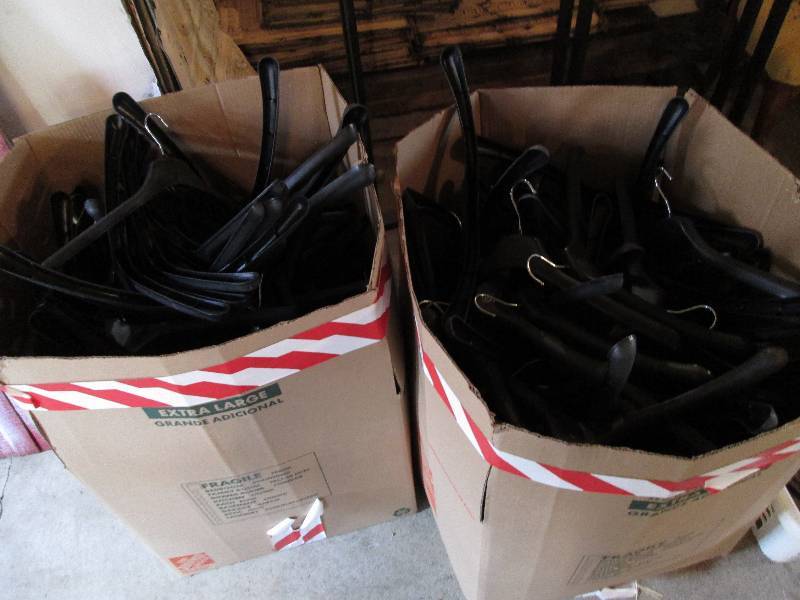 2 large boxes of assorted hangers w...