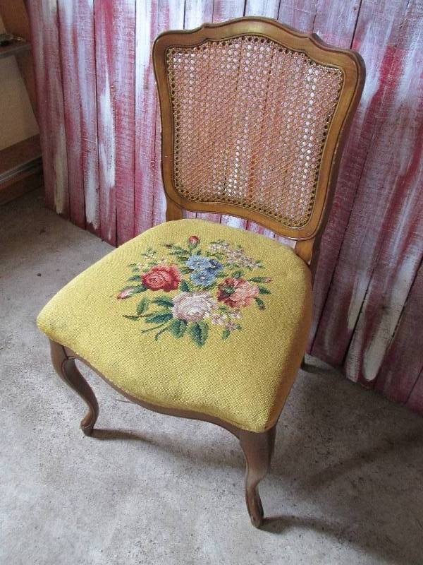 Vintage chair with flowered needlew...