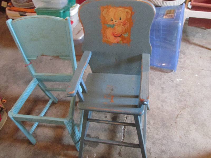 Vintage high chair and chair frame...