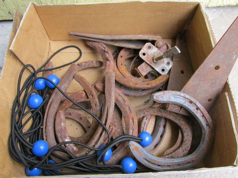 Box of hinges and horseshoes...
