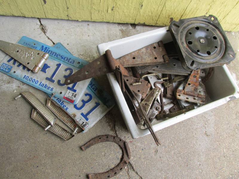 Metal enameled drawer filled with h...