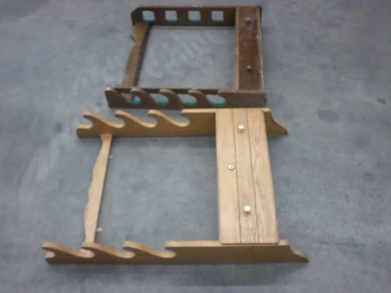 lot 48 image: (2) 4-Place Wall-Mount Wooden Gun R...