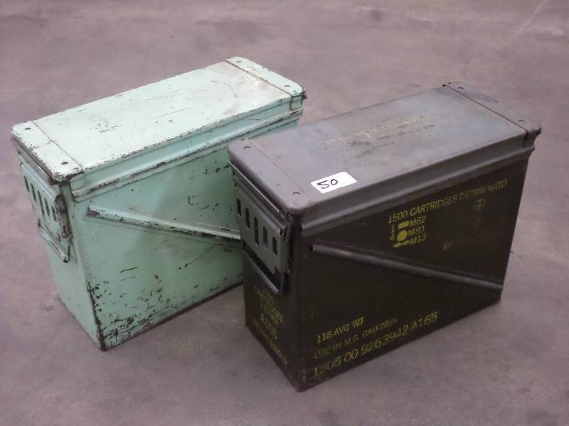 lot 50 image: (2) Empty 1500-Round Military Ammo ...