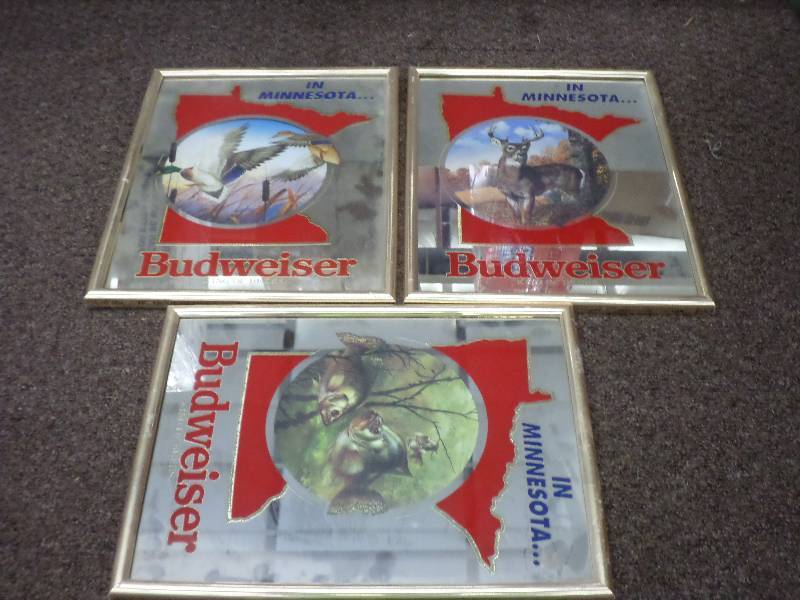lot 72 image: Lot Of (3) Budweiser Beer Mirrored ...
