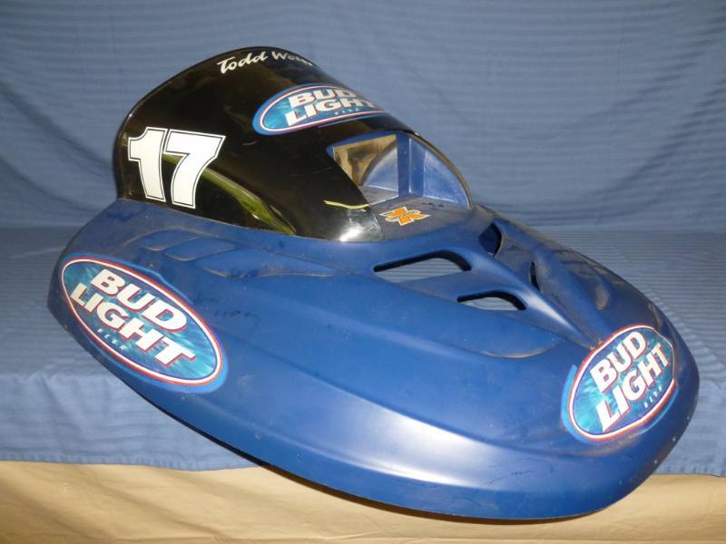 lot 6 image: Large Bud Light Snowmobile Hood Wall Sign