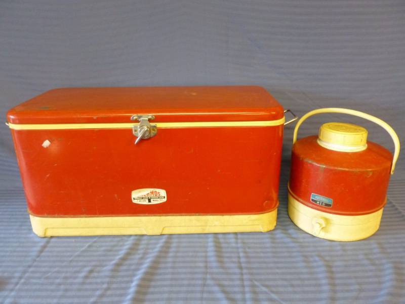 lot 151 image: Large Thermos Metal Cooler And Water Jug Set