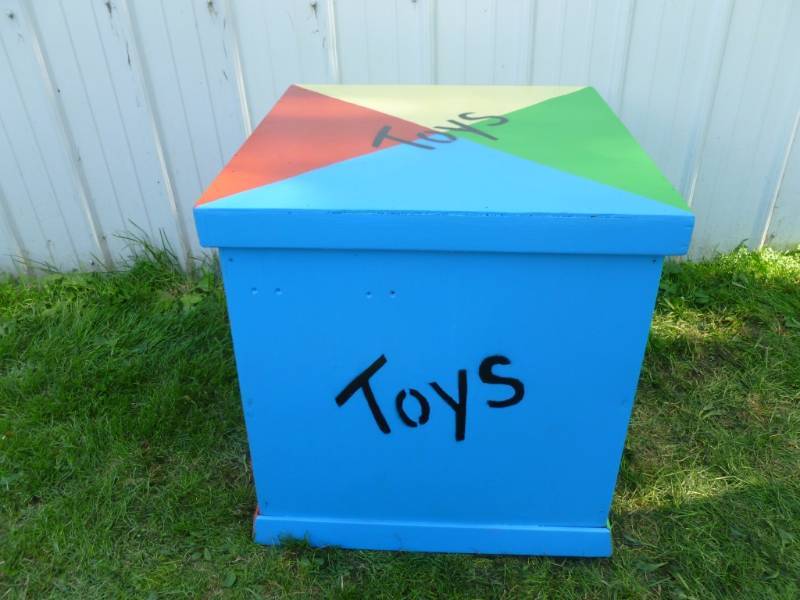 Painted Wood Toy Box