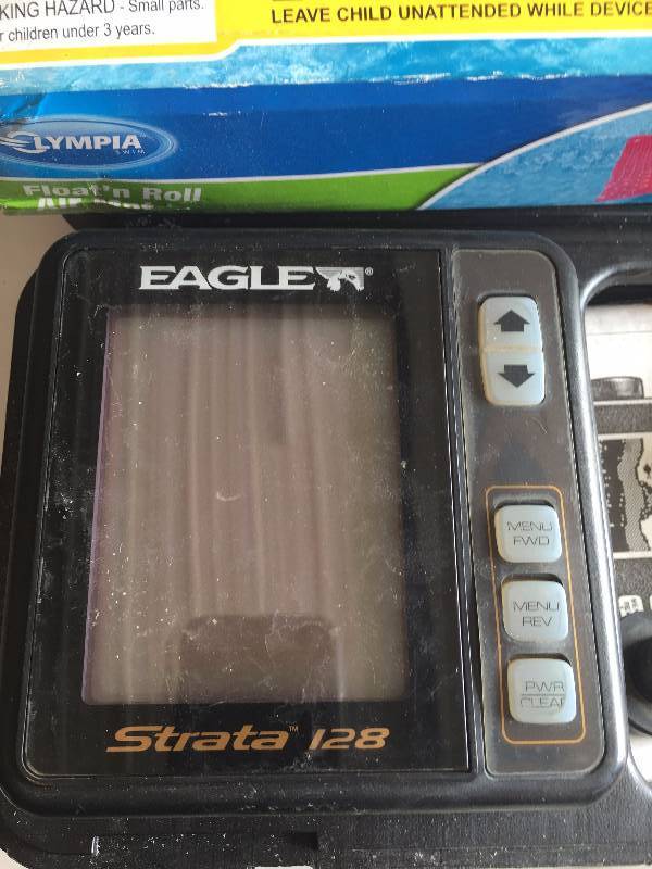 EAGLE DEPTH FINDER, FLOATIES AND MINNOW BUCKET