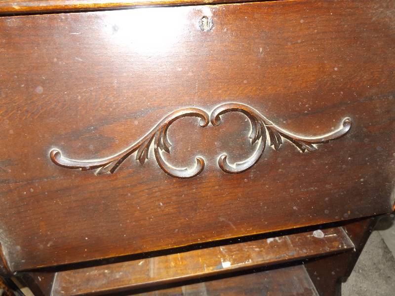 Vintage Dark Wood Secretary Desk