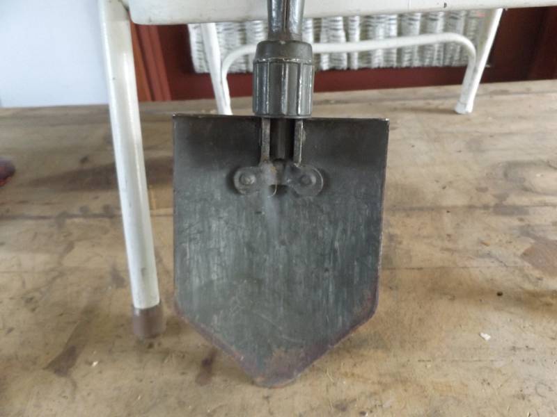 Folding Shovel and White Step Stool