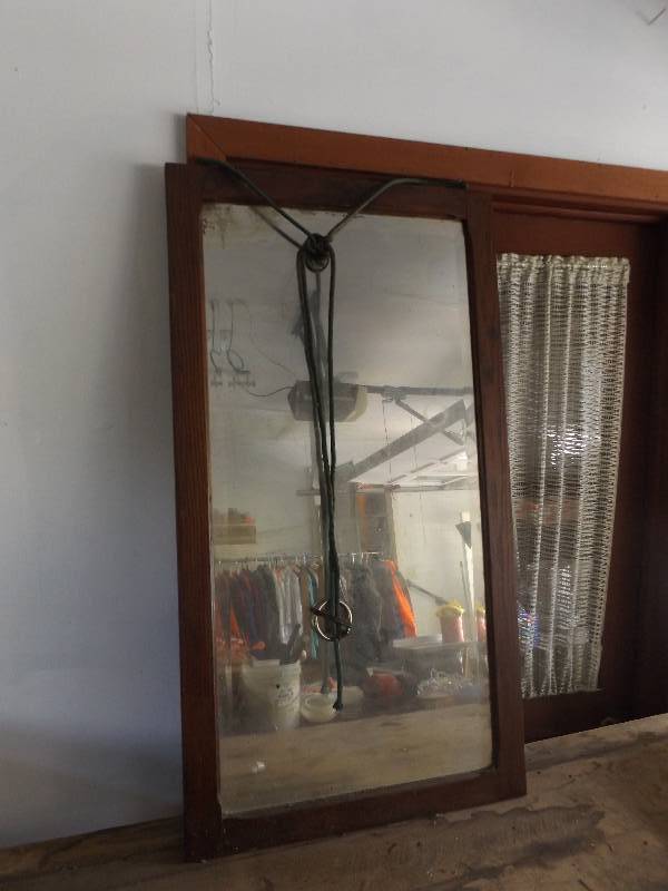 Vintage Wooden Mirror, Beveled Edges