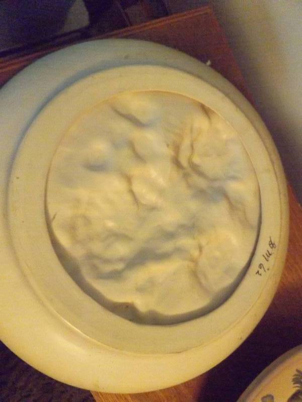Pottery Wall Hangings, Round with Flowers, 14 across