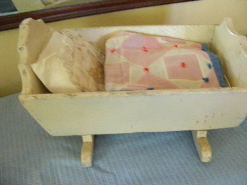 Vintage Baby Doll Cradle with Crib-Size Quilt