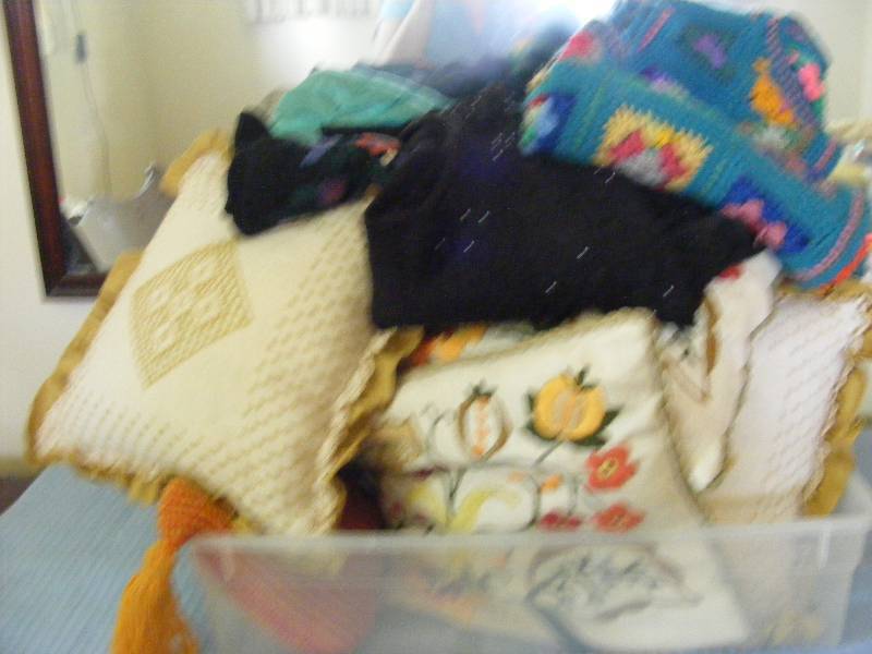 Decorative Pillows and 3 Womens Sweater Vests
