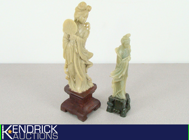 lot 10 image: 2 Vintage Hand Carved Soap Stone Asian Sculptures