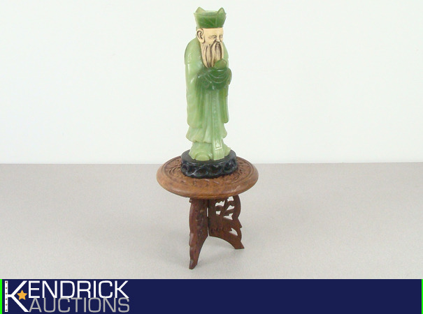 lot 11 image: Vintage Resin Asian Sculpture on Hand Carved Wood Stand