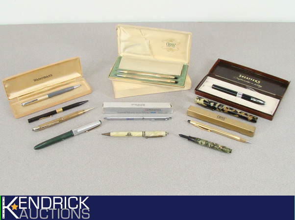 lot 17 image: 12 Collectible Vintage Fountain and Ballpoint PensPencils