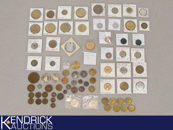 lot 26 image: Lot of 70 Collectible antique Tokens