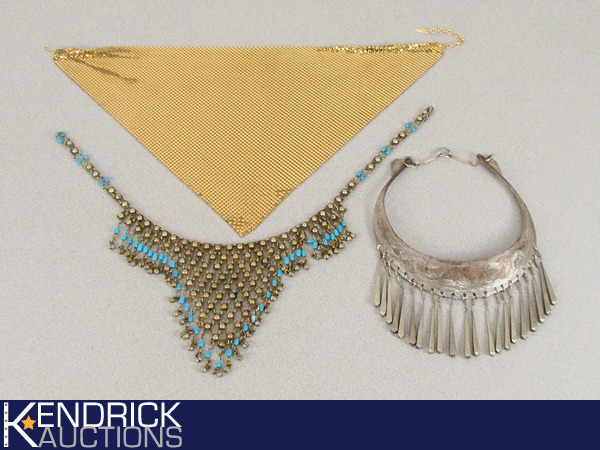 lot 56 image: Lot of 3 Vintage Elegant Full Neck Metal Necklaces