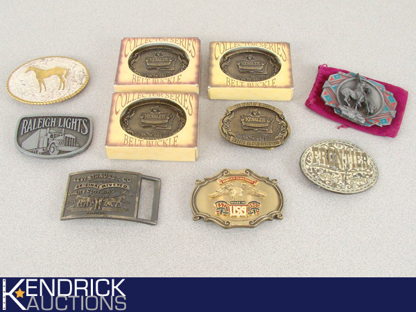 lot 62 image: Lot of 10 Collectible Metal Belt Buckles
