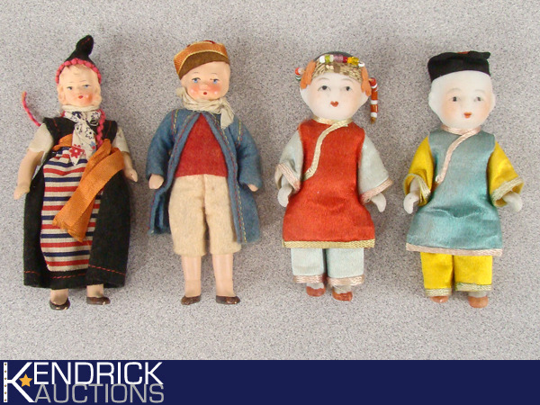 lot 65 image: Lot of 4 Vintage Porcelain Germany, and Japan Dolls