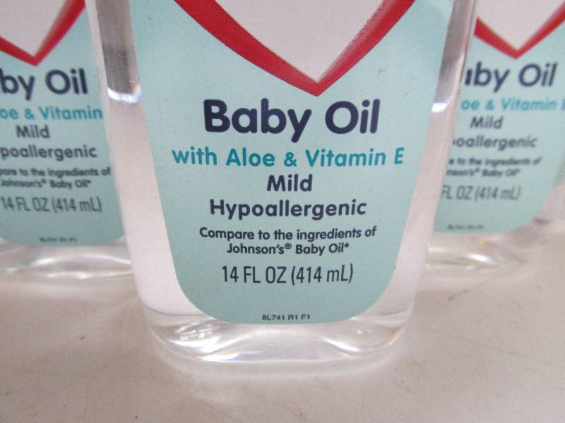 lot 121-COPY image: 5 14oz bottles of baby oil new...